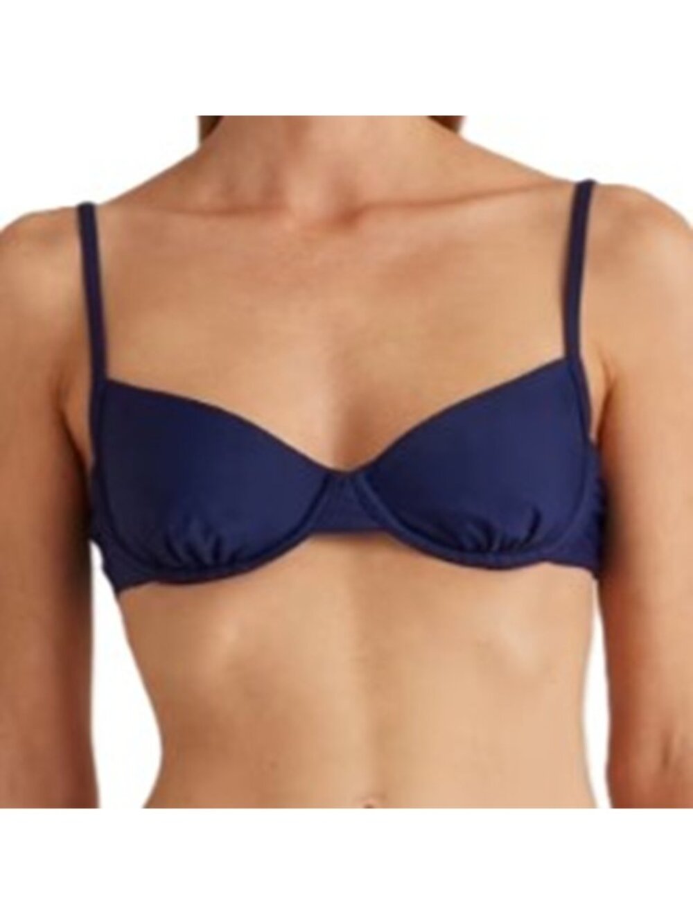 Quince Italian Demi Bikini Top Deep Navy Small NWT